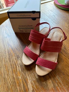 croft & barrow Red Braided Two-Strap Slingback Sandals
